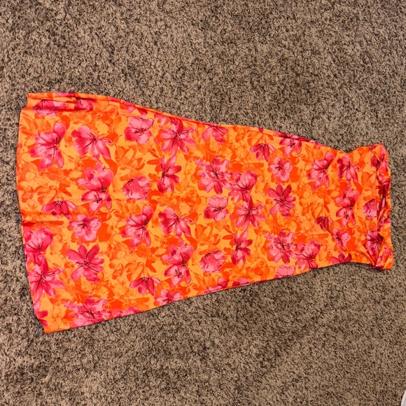 Floral Orange and Pink Women's Vacation Dress - Picture 1 of 3